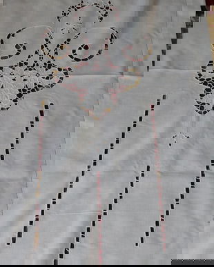 2  draperii  vintage  broderie sparta, albe, elegante , neutilizate