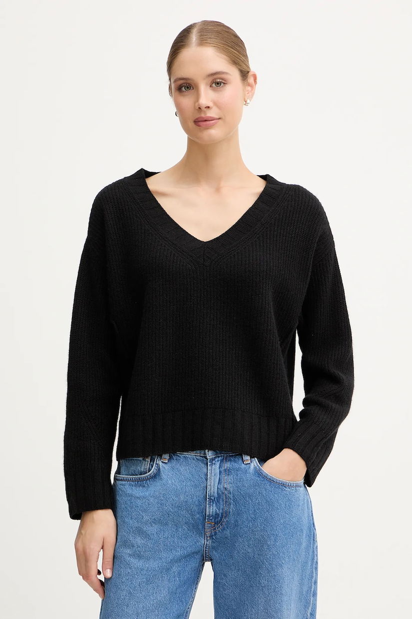 United Colors of Benetton pulover din amestec de lână culoarea negru, 126WD402Z