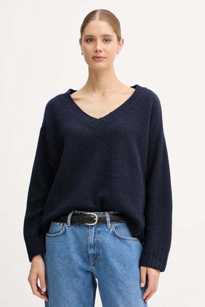 United Colors of Benetton pulover din amestec de lână culoarea bleumarin, 126WD402Z