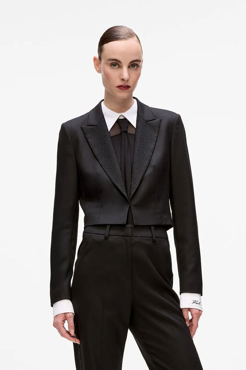 Karl Lagerfeld sacou culoarea negru, un singur rând de nasturi, uni, A4W14047
