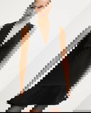 MSGM rochie culoarea negru, mini, drept, 3941MDA06.257608