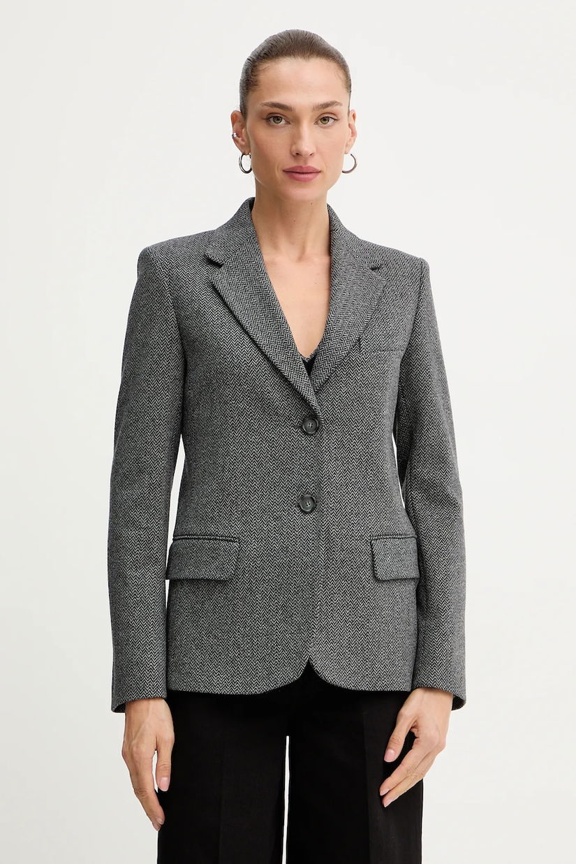 Weekend Max Mara jachetă cu lână DILLY culoarea gri, un singur rând de nasturi, 2525916022600
