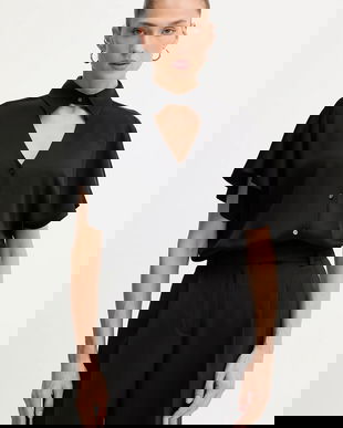 Karl Lagerfeld cămașă culoarea negru, cu guler clasic, relaxed, A4W11040