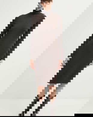 MM6 Maison Margiela rochie cu lână culoarea maro, midi, drept, S62DD0054.M13187.144