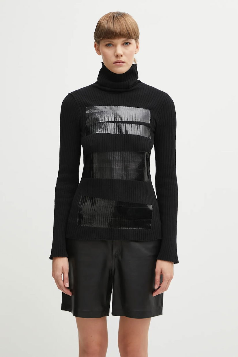 MM6 Maison Margiela pulover din amestec de lână culoarea negru, light, cu guler, S62HA0095.M13196.900S