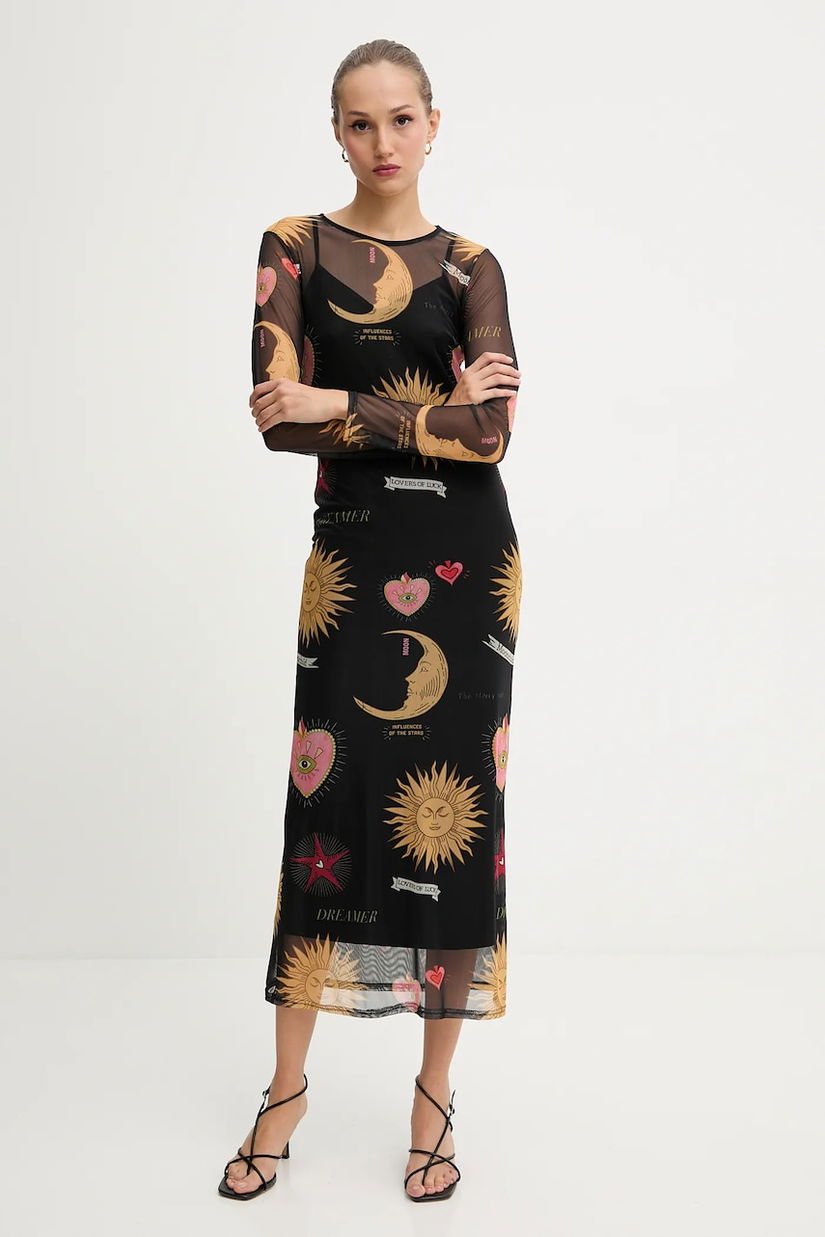 Never Fully Dressed rochie culoarea negru, maxi, mulată, NFDDR1801