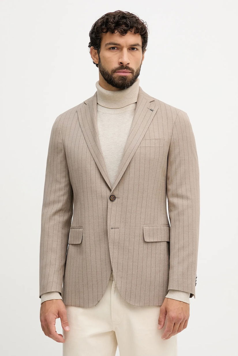 Michael Kors jachetă cu lână culoarea bej, MK0SB01141