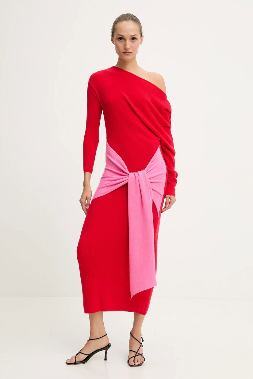 Never Fully Dressed rochie culoarea roșu, maxi, mulată, NFDKN737