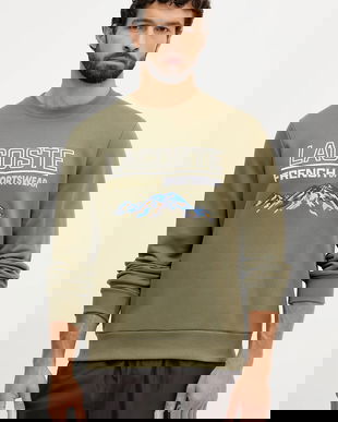 Lacoste hanorac de bumbac culoarea verde, cu imprimeu, SH5884