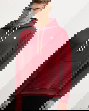 Hummel bluză culoarea bordo, cu glugă, uni, 232944