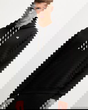 Hummel bluză culoarea negru, cu glugă, uni, 232944