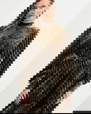 Barbour rochie din mătase x Farm Rio culoarea verde, mini, evazați, LDR0959