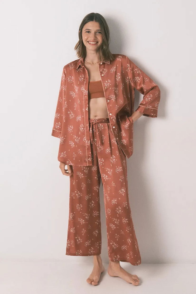 women'secret pijama culoarea portocaliu, satin, 2542463