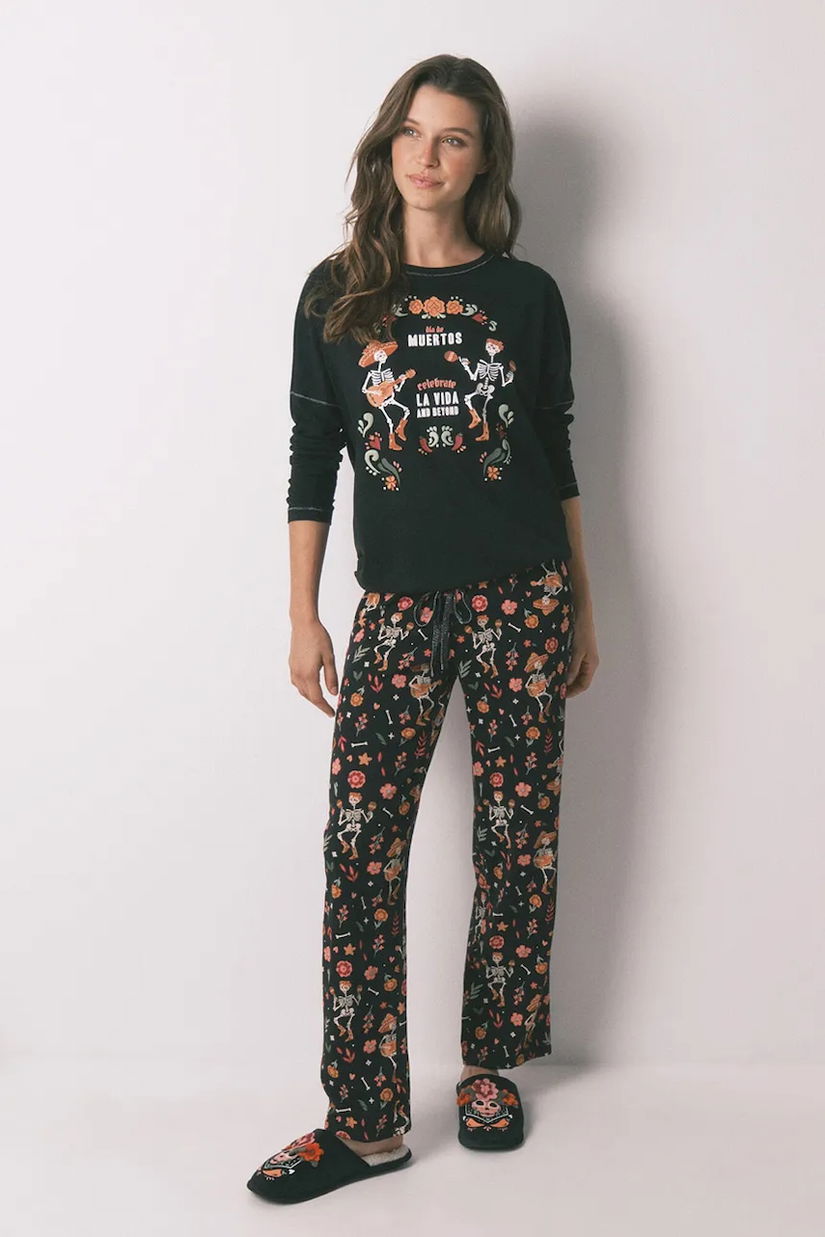 women'secret pijamale de bumbac culoarea negru, bumbac, 3132146
