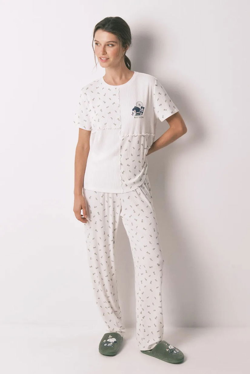 women'secret pijamale de bumbac culoarea alb, bumbac, 3132153