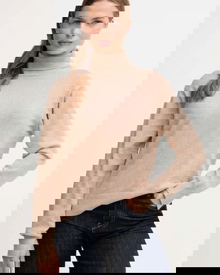 Pepe Jeans pulover din amestec de cașmir culoarea bej, light, cu guler, PL7000036