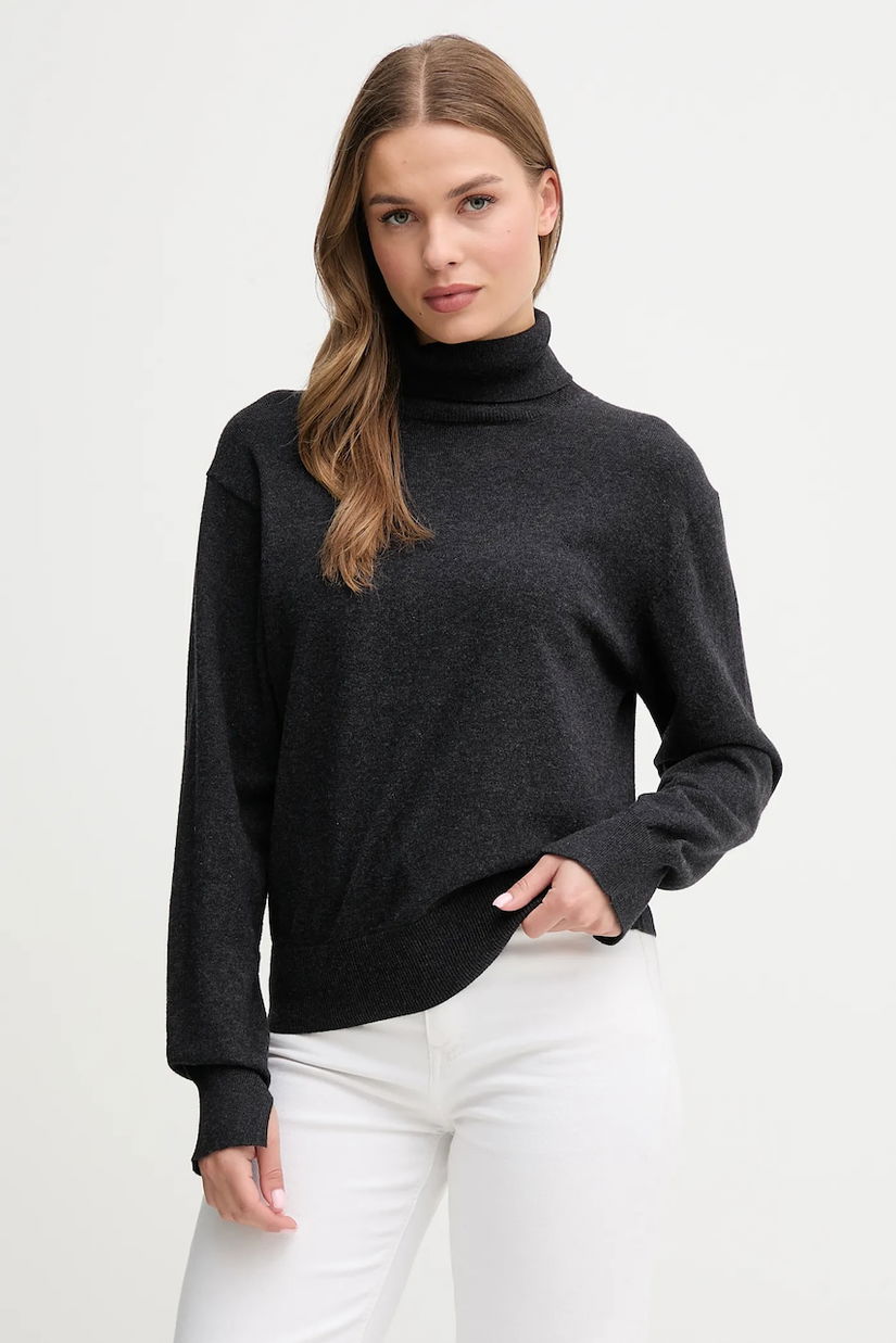 Pepe Jeans pulover din amestec de cașmir culoarea negru, light, cu guler, PL7000036