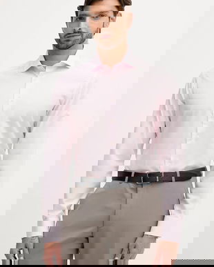 Hackett London cămașă din bumbac culoarea roz, cu guler italian, slim, HM304529