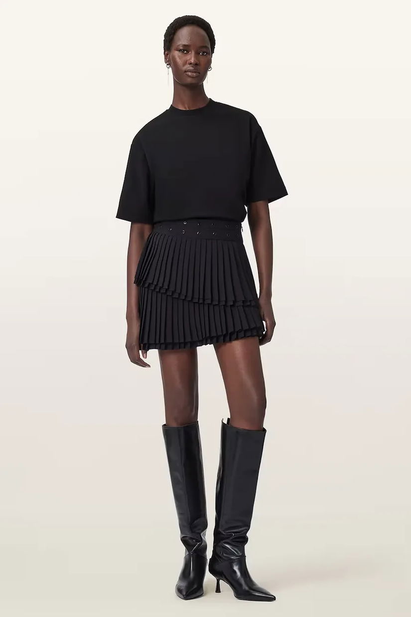 AllSaints fustă OONA culoarea negru, mini, drept, W012RD