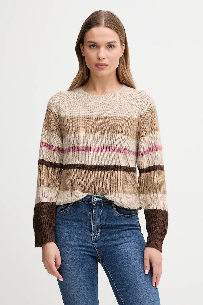 Pepe Jeans pulover din amestec de lână culoarea bej, PL7000046