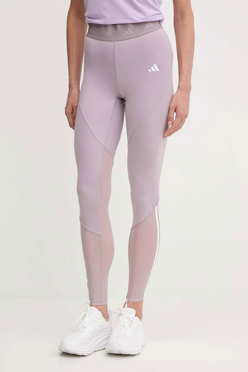 adidas Performance leggins de antrenament HYGLM culoarea roz, cu imprimeu, JX7345