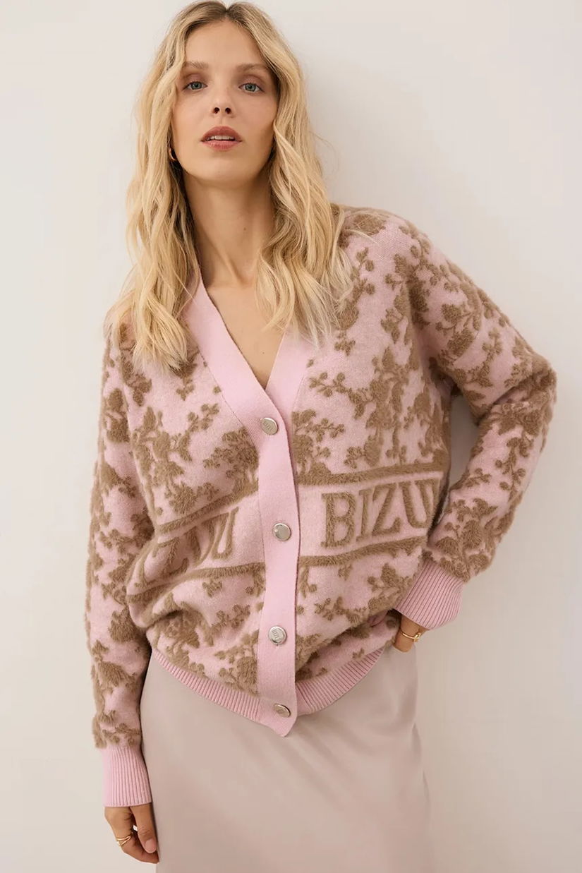 Bizuu cardigan LANZAR culoarea roz, LANZAR RÓŻOWY