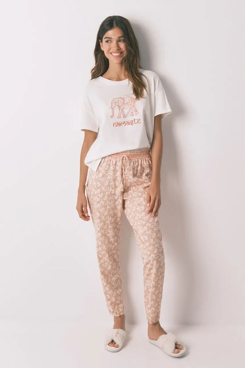 women'secret pantaloni pijama bumbac culoarea portocaliu, bumbac, 3702250