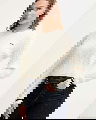 Lacoste pulover din amestec de lână culoarea bej, AF4159