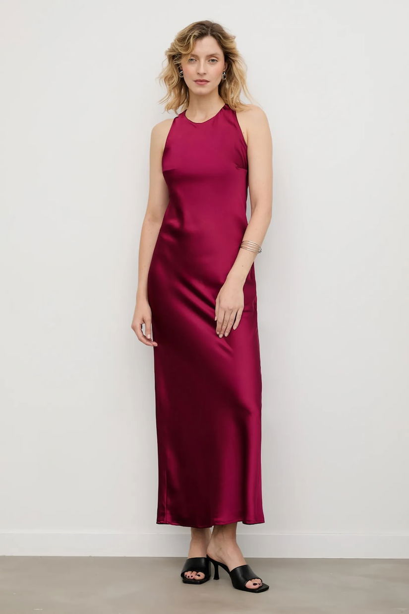 Answear.LAB rochie culoarea bordo, maxi, evazati