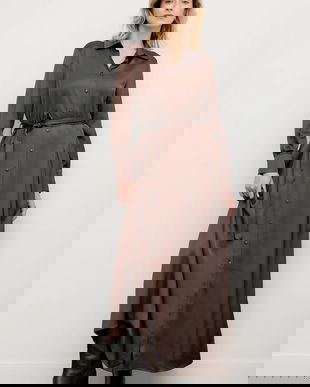 Answear.LAB rochie culoarea maro, maxi, evazati