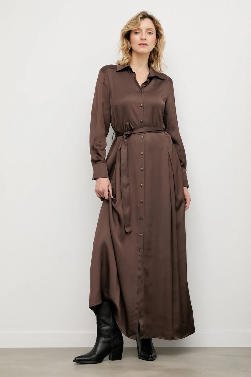 Answear.LAB rochie culoarea maro, maxi, evazati