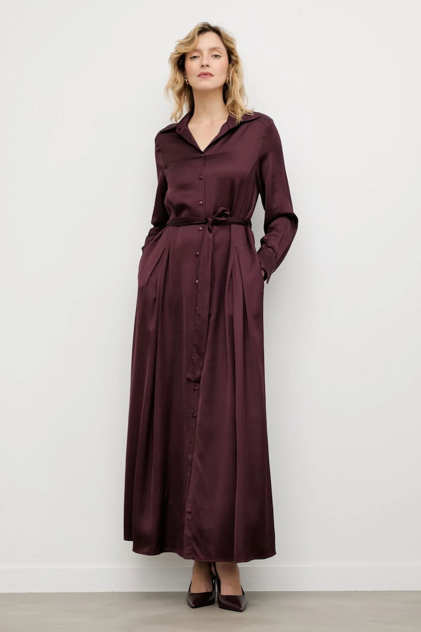Answear.LAB rochie culoarea bordo, maxi, evazati