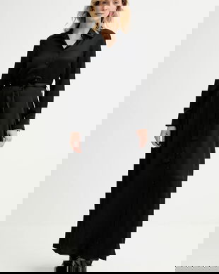 Answear.LAB rochie culoarea negru, maxi, evazati