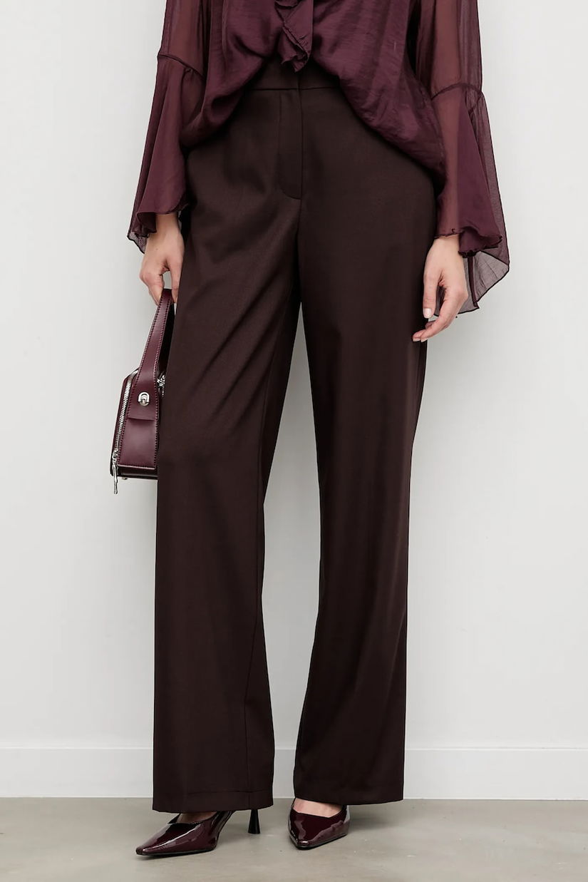 Answear.LAB pantaloni culoarea bordo, lat, high waist