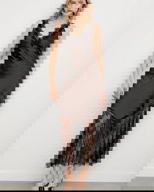 Answear.LAB rochie culoarea maro, maxi, evazati