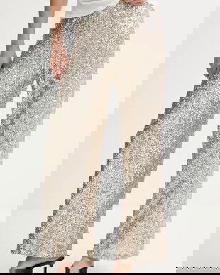 Answear.LAB pantaloni culoarea auriu, lat, high waist