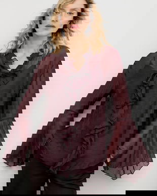 Answear.LAB bluza culoarea bordo, neted