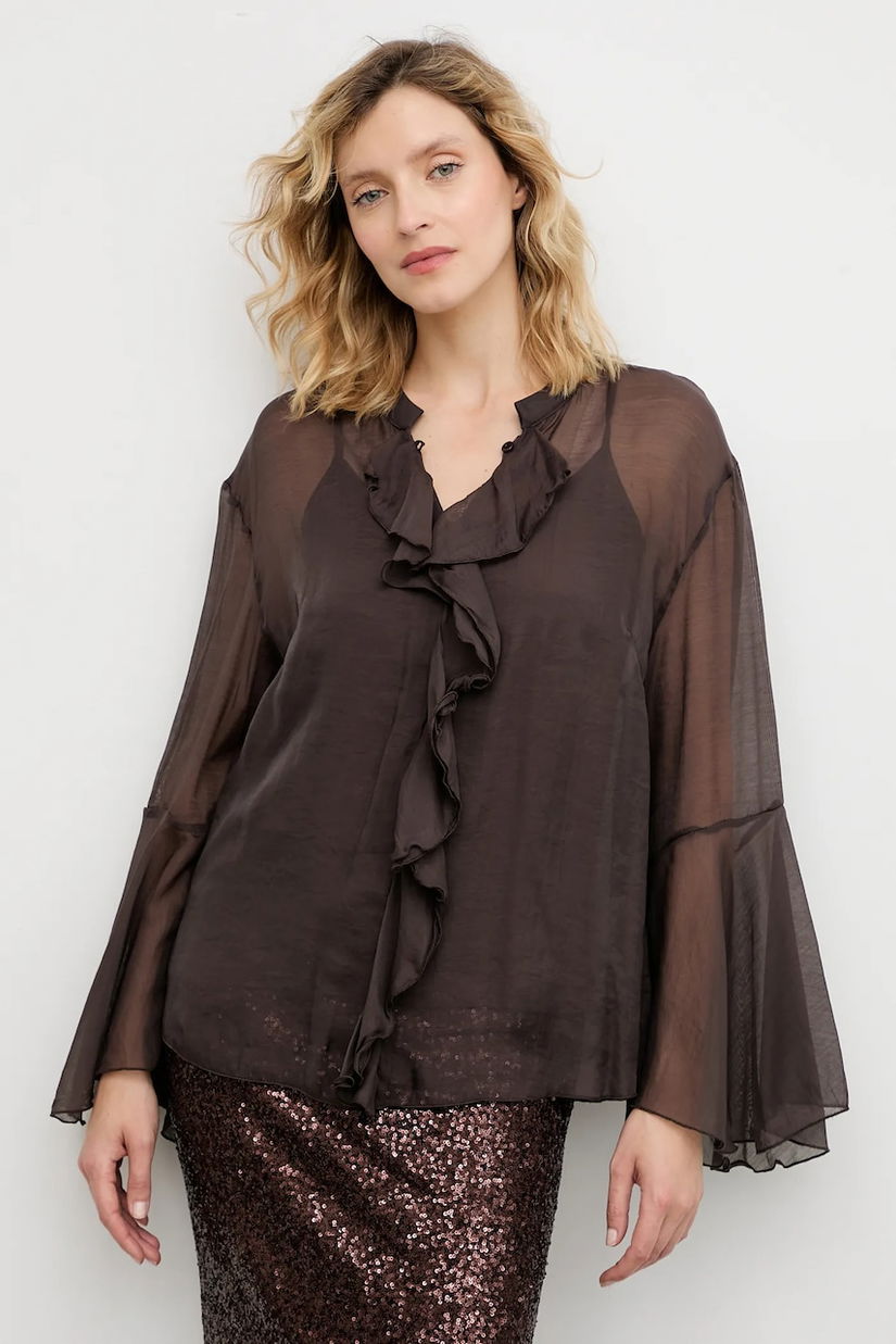 Answear.LAB bluza culoarea maro, neted