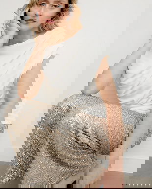 Answear.LAB bluza culoarea bej, neted