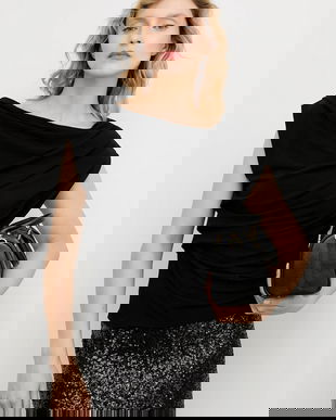 Answear.LAB bluza culoarea negru, neted