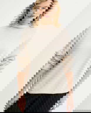 Marc O'Polo pulover din amestec de lână culoarea bej, light, cu turtleneck, 509511860481