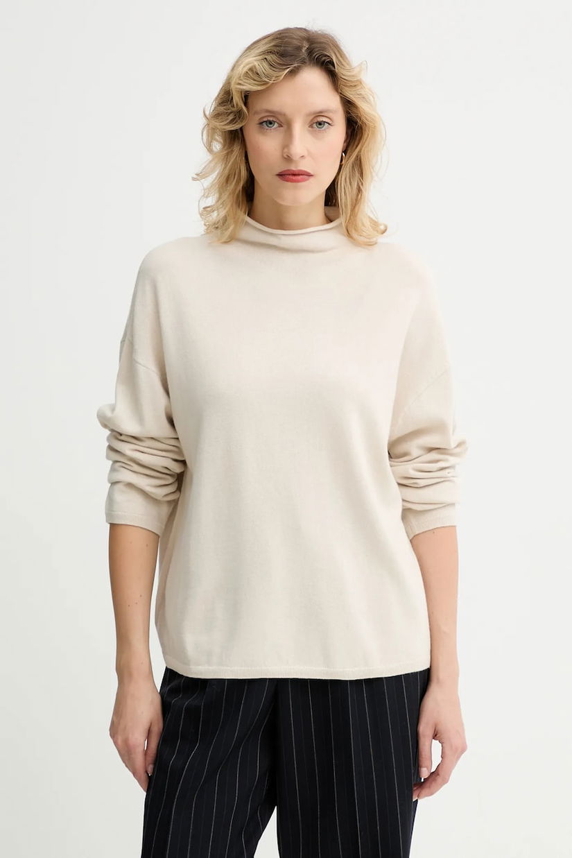 Marc O'Polo pulover din amestec de lână culoarea bej, light, cu turtleneck, 509511860481