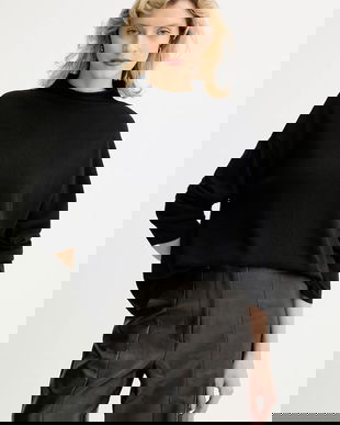 Marc O'Polo pulover din amestec de lână culoarea negru, light, cu turtleneck, 509511860481