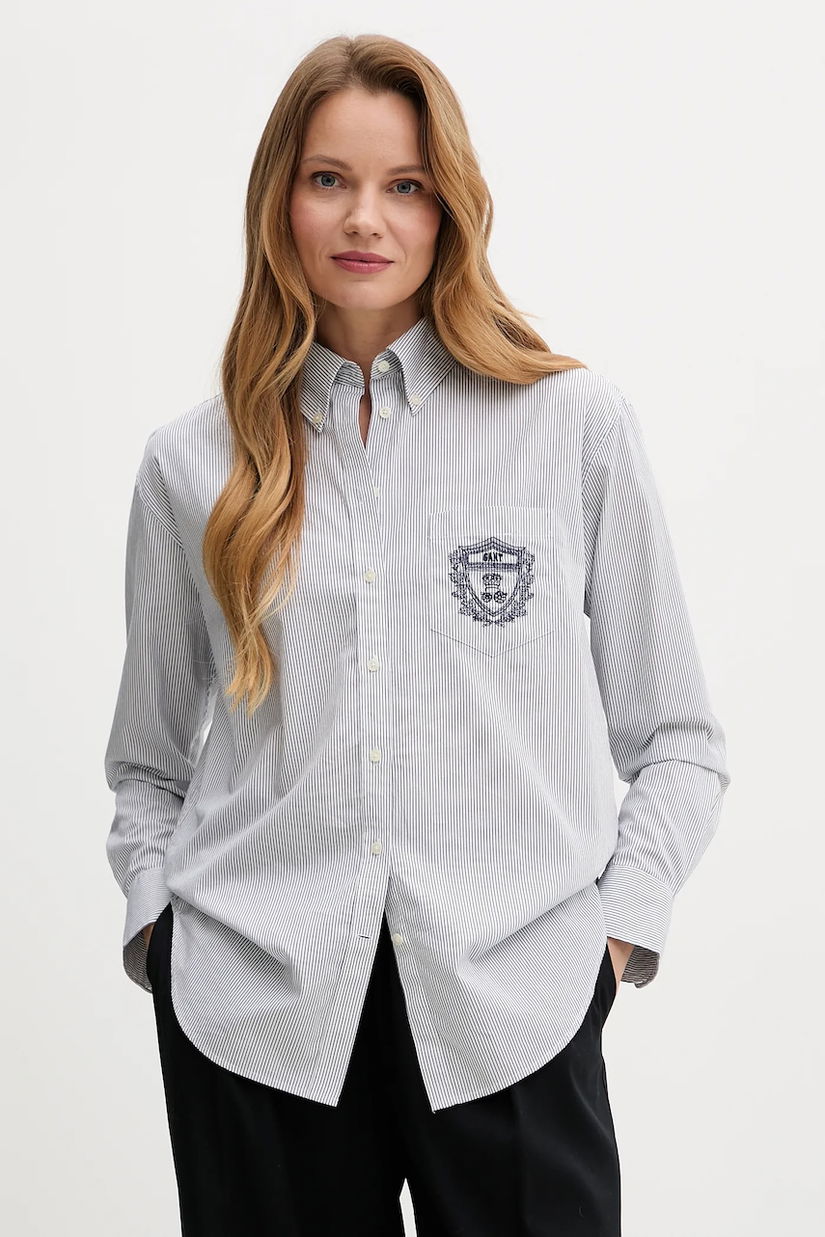 Gant cămașă din bumbac culoarea bleumarin, cu guler clasic, relaxed, 4300557