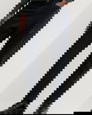 G-Star pantaloni bărbați, culoarea bleumarin, slim D24307.E172