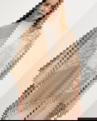 Gant poncho de lână culoarea bej, light, 4920262