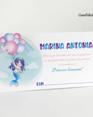 Plicuri bani botez fetiță  tematica Mica Sirenă
