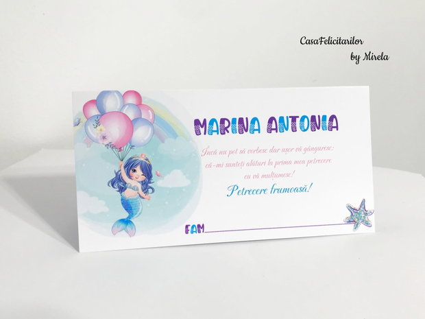 Plicuri bani botez fetiță tematica Mica Sirenă