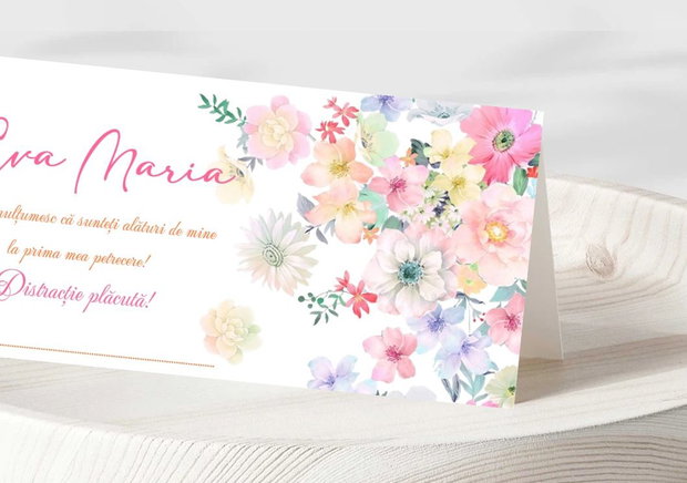 Plicuri bani botez fetițe floricele pastelate