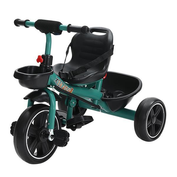 Tricicleta copii 2 - 6 ani, Verde, Suport picioare, Sezut reglabil